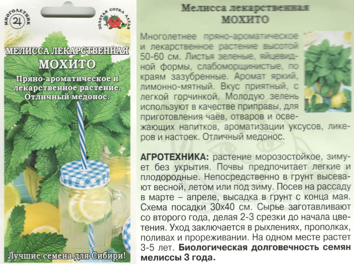 картинка Мелисса Мохито 0,1 гр. (лекар.)  $ ЗСА интернет-магазин "Дачник"