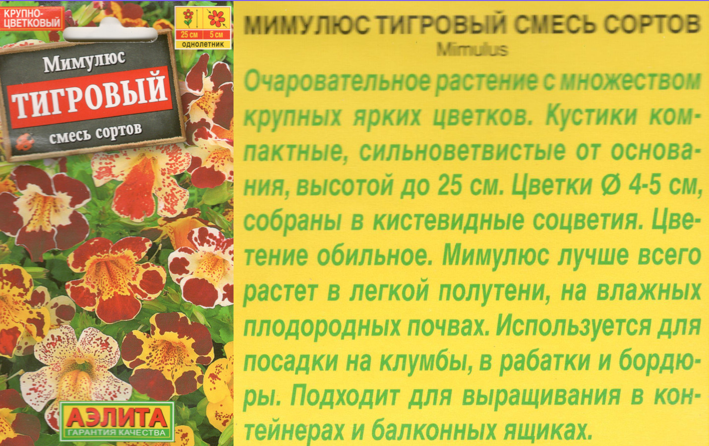 картинка Мимулюс Тигровый 0,03 гр. смесь $ / Аэлита интернет-магазин "Дачник"