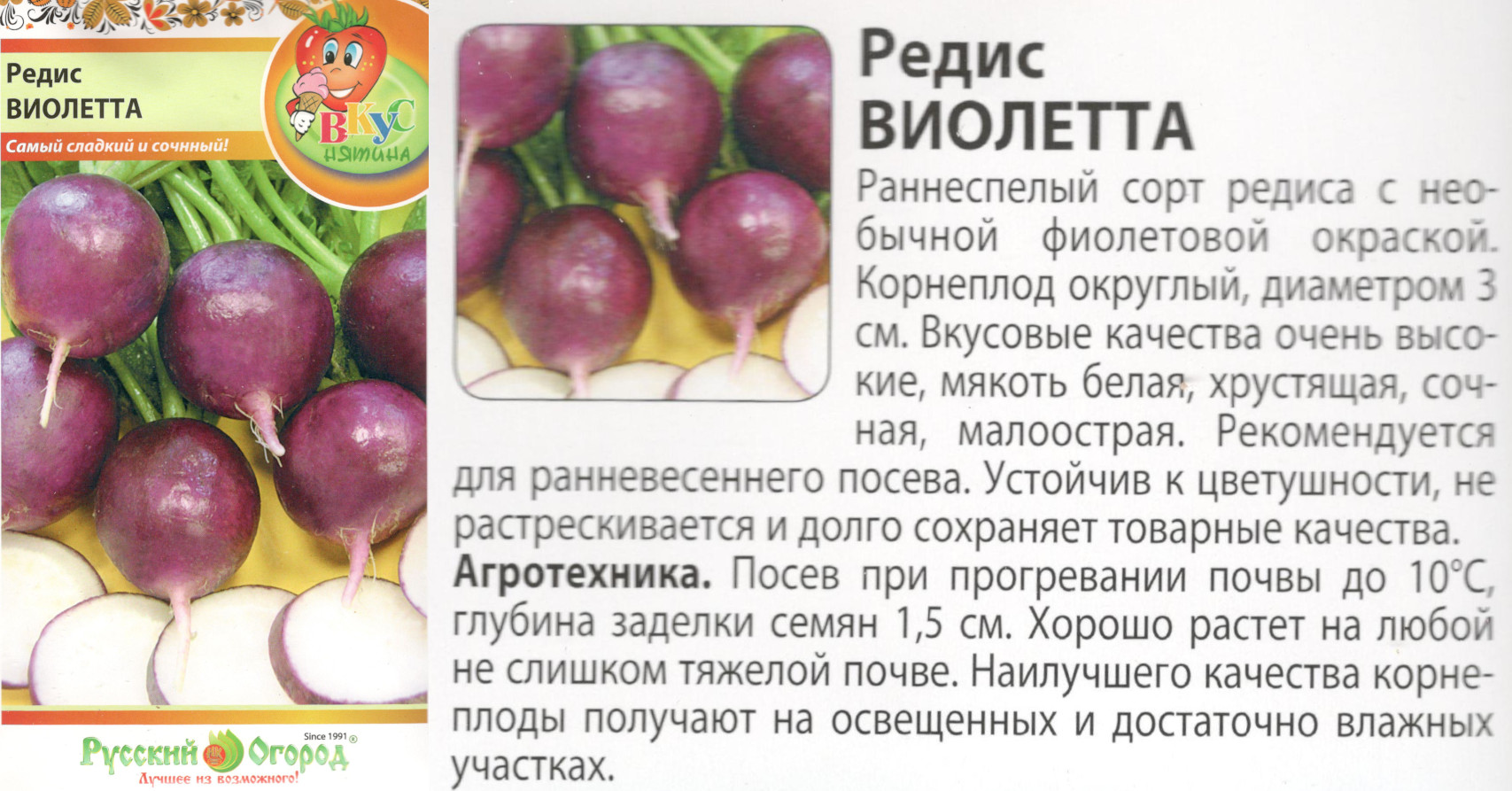 картинка Редис Виолетта 3 гр. $ (НК) РО интернет-магазин "Дачник"