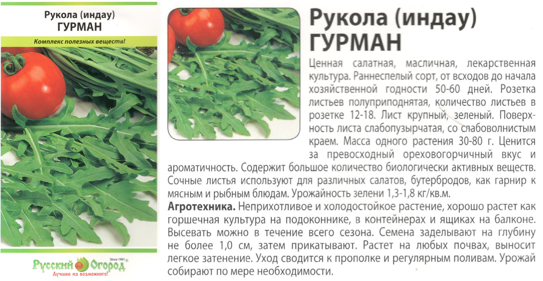 картинка Рукола (Индау) Гурман 0,5 гр. (НК) $ РО интернет-магазин "Дачник"